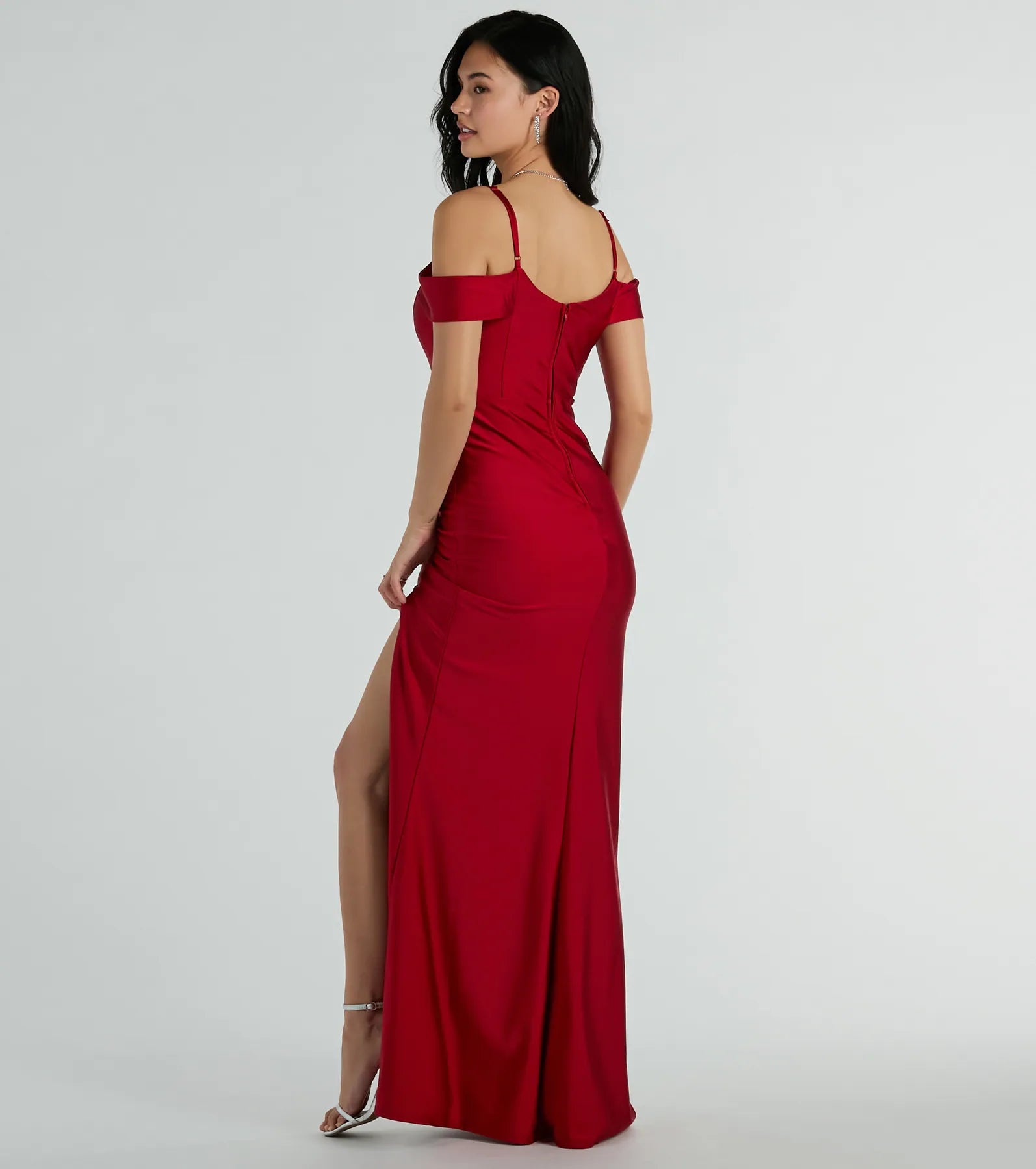 Danielle Cold-Shoulder Ruched Knit Slim Dress