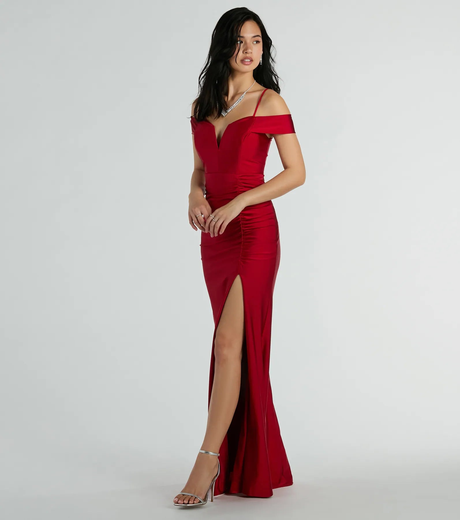 Danielle Cold-Shoulder Ruched Knit Slim Dress